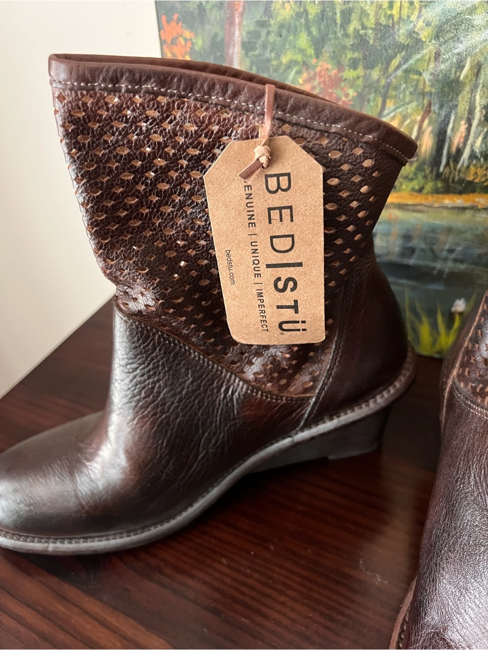 Bed Stu perforated duchess Leather Ankle Boots - Classic boho style - Picture 4 of 8